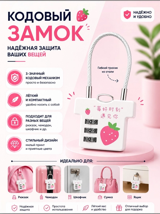 Parolli qulf, 3-xonali kodli qulf, chemodan, ryukzak va sumka uchun xavfsizlik qulf