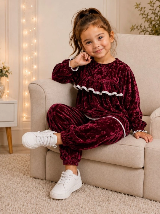 Велюровый костюм для девочки 4-8 лет, комплект двойка, нарядная туника и брюки