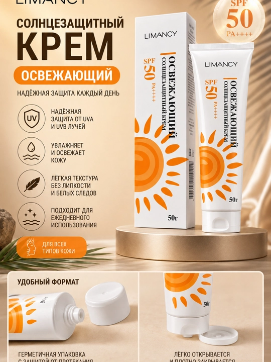 LIMANCY SPF 50 PA++++ yuz uchun quyoshdan himoyalovchi krem, 50 g - 