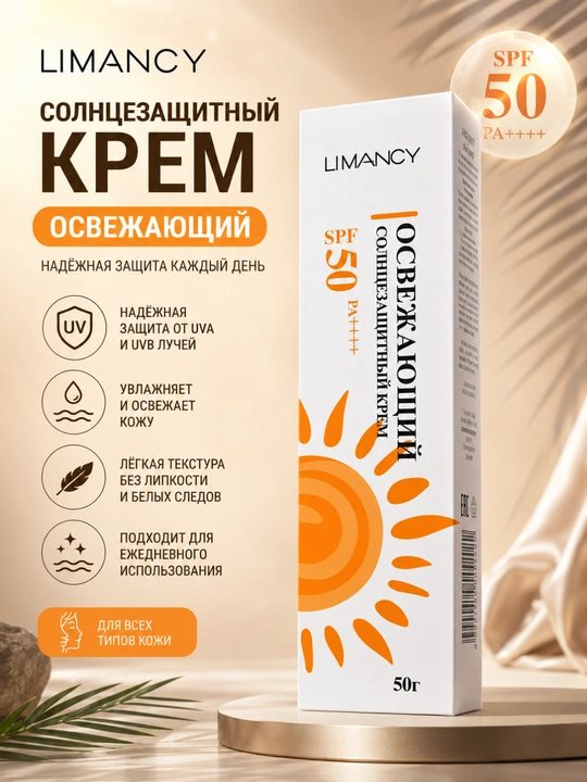 LIMANCY SPF 50 PA++++ yuz uchun quyoshdan himoyalovchi krem, 50 g