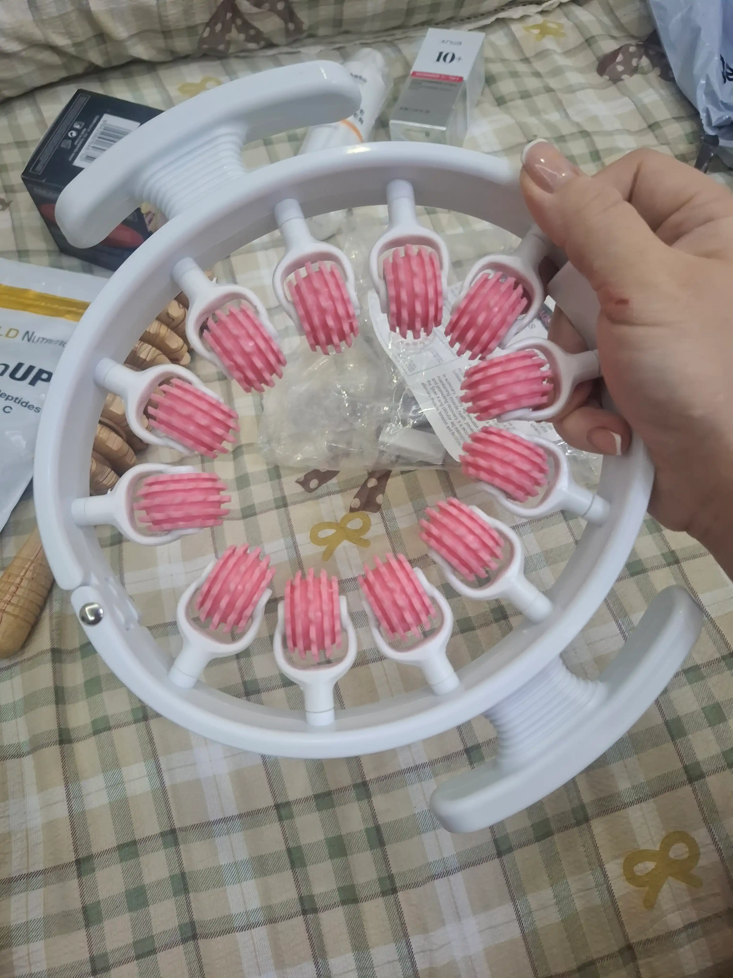 360 gradusga aylanadigan, rolikli, oyoq uchun antitsellyulit massaj apparati