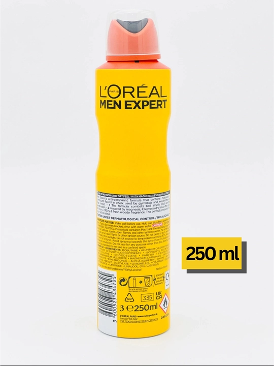 L’oreal Men Expert antiperspirant-dezodorant spreyi, 96 soat, ter va hiddan himoya, 250 ml