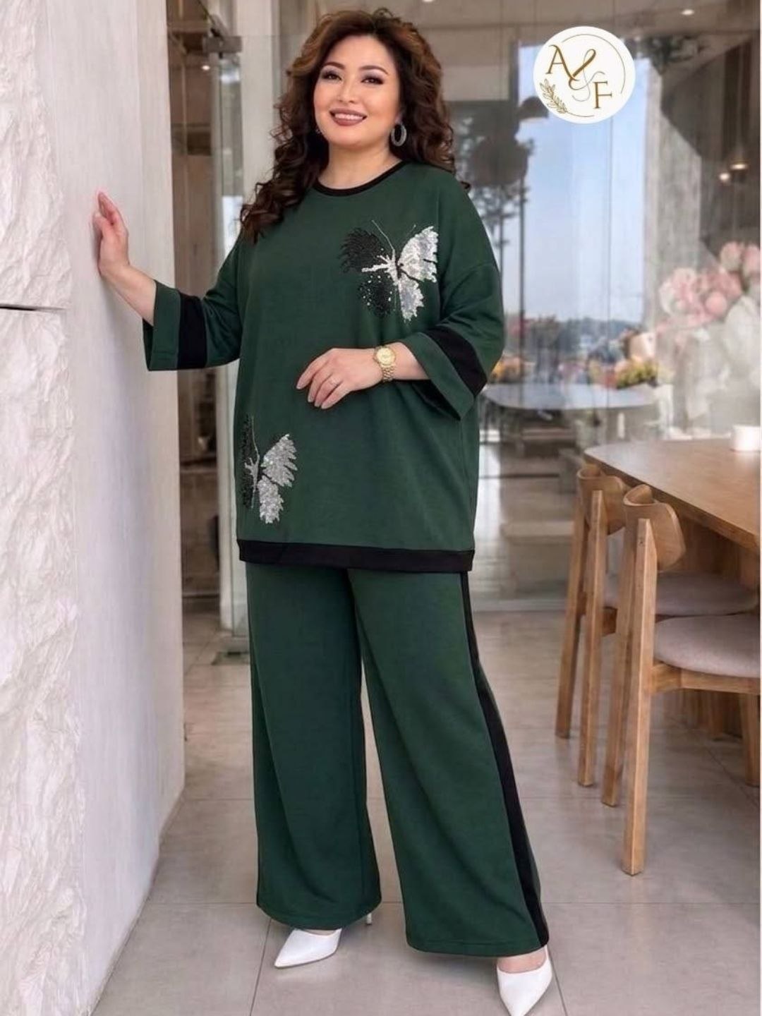 Dvoyka ayollar uchun, kuz va qish uchun, keng shimli va oversize ko'ylakli qulay kastyum - 