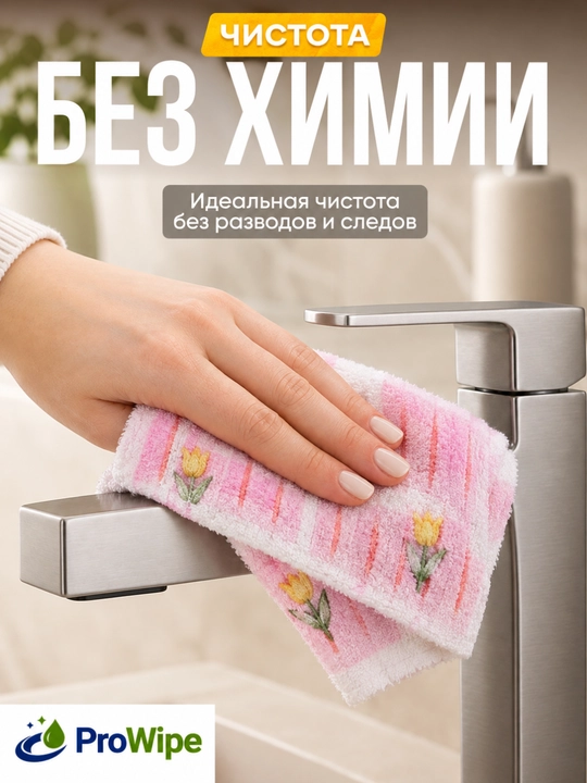 Тряпка салфетка из микрофибры для уборки, рулон 50 шт, 25х25 см, для дома