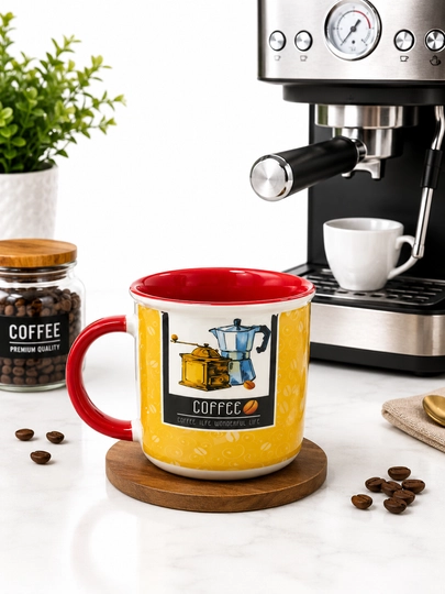 Qahva uchun keramik krujka — Coffee dizaynli - 
