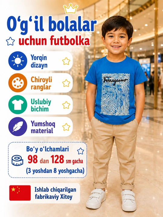 Qizlar futbolkasi, yozgi, bolalar kiyimi - 
