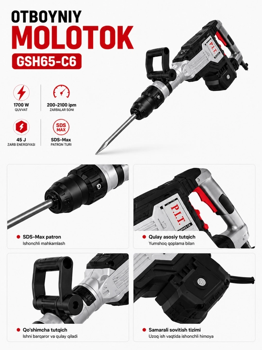P.I.T. GSH65-C6 elektr otboyniy bolg‘a 1700 W