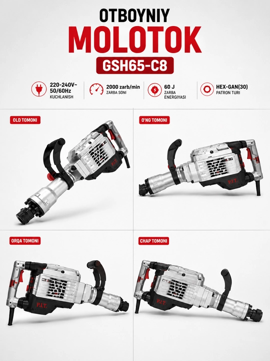 P.I.T. GSH65-C8 elektr otboyniy bolg‘a 1700 W