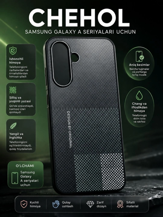 Samsung Galaxy A seriyasi uchun himoya g‘ilofi, karbon naqshli - 