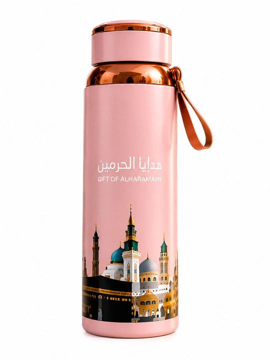 Termos, termiz 800 ml, 1000 ml, issiq va sovuq suv saqlaydi, Makka va Madina tasvirlari - 