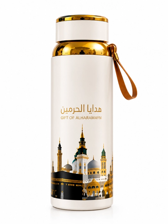 Termos, termiz 800 ml, 1000 ml, issiq va sovuq suv saqlaydi, Makka va Madina tasvirlari - 