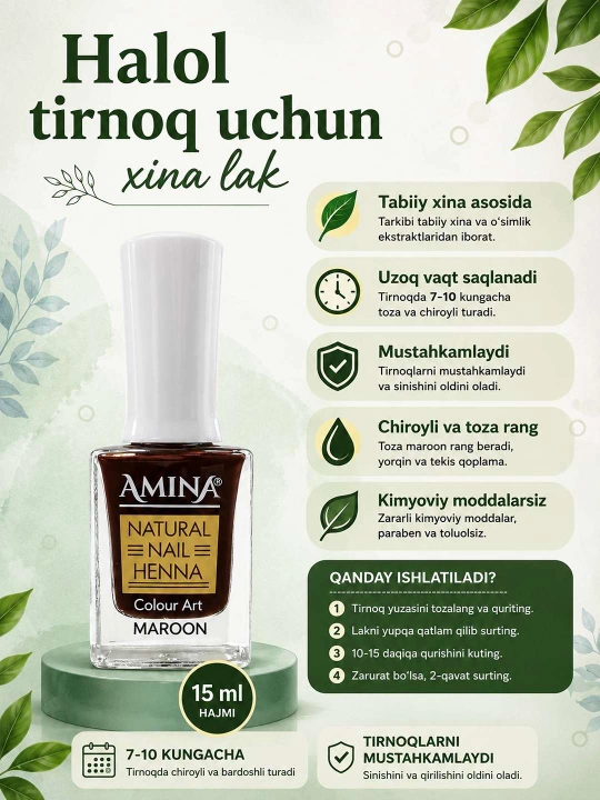 Tirnoqlar uchun xina, 100% tabiiy va halal