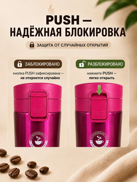 Termokrujka 380 ml, termostakan, qahva va choy uchun termos, avtomobil uchun termos