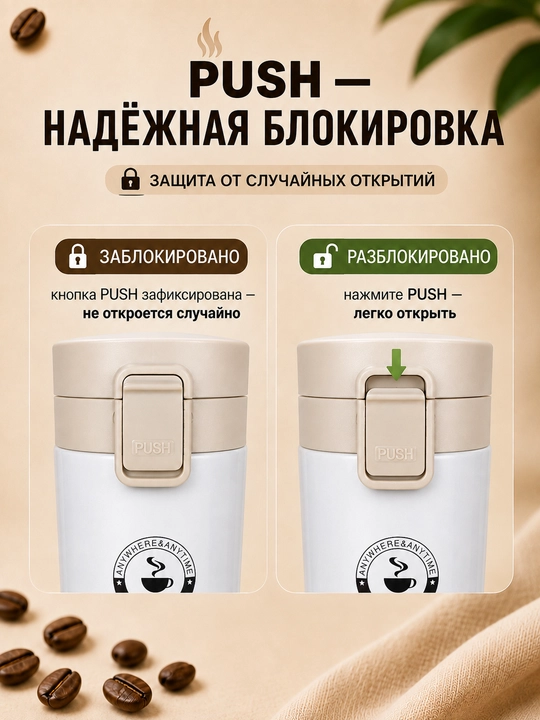 Termokrujka 380 ml, termostakan, qahva va choy uchun termos, avtomobil uchun termos