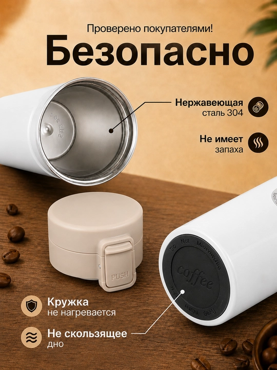 Termokrujka 380 ml, termostakan, qahva va choy uchun termos, avtomobil uchun termos