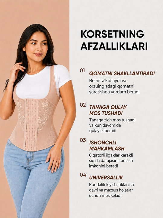 Ayollar uchun bel va qorin tortuvchi korset, ayollar korreksiyalovchi ichki kiyimi, bandaj