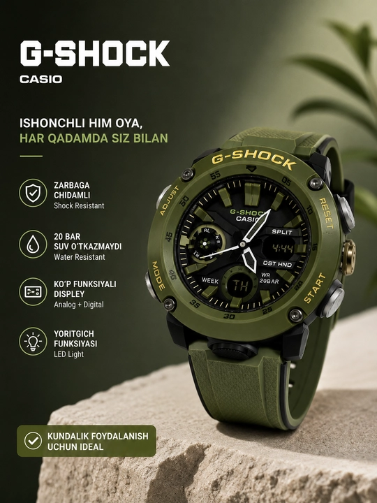 Erkaklar qo'l soati, G-SHOCK, sport soatlari, sport, elektron soat - 