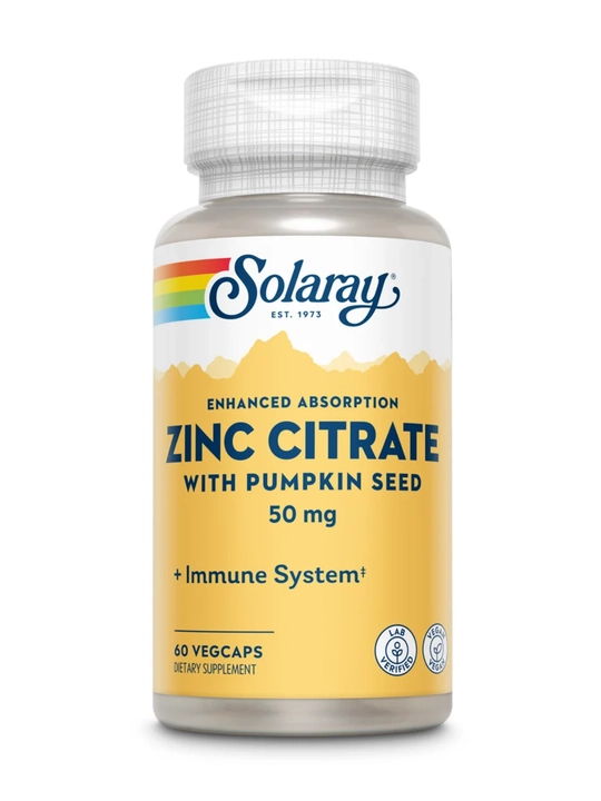 Цитрат цинка, Solaray, Zinc Citrate, 50 мг, 60 капсул, США