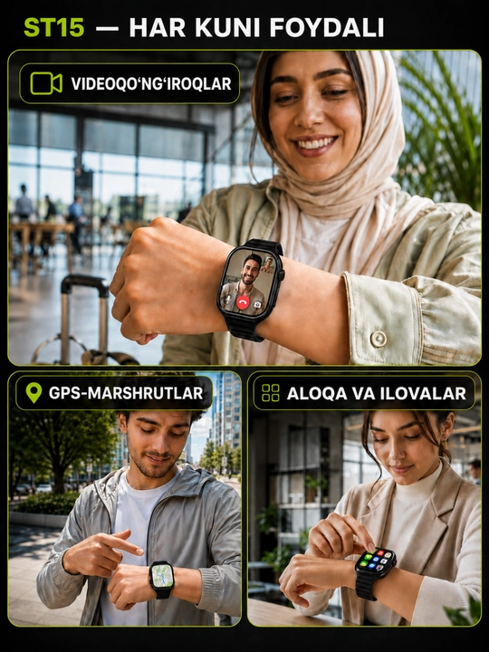 Смарт-часы Modio ST15 с SIM-картой, видеозвонками, GPS, Wi-Fi, умные часы с сим картой