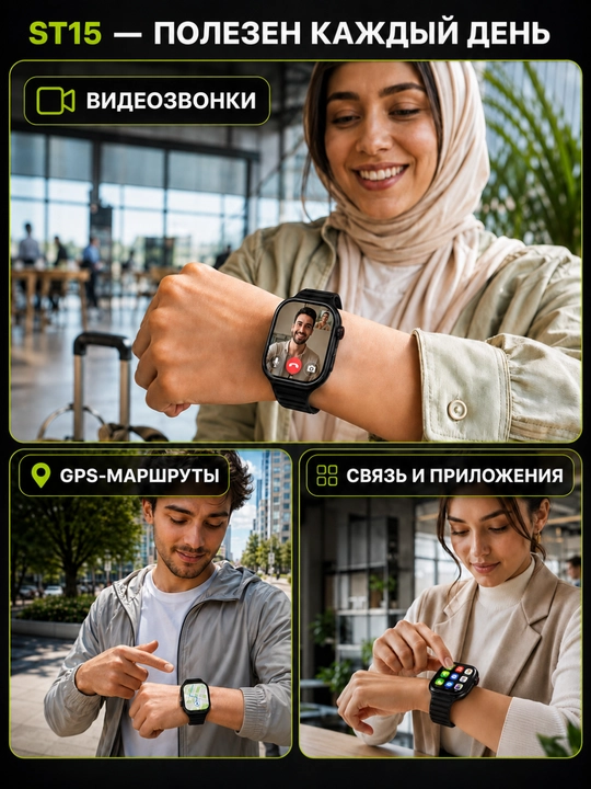 Смарт-часы Modio ST15 с SIM-картой, видеозвонками, GPS, Wi-Fi, умные часы с сим картой
