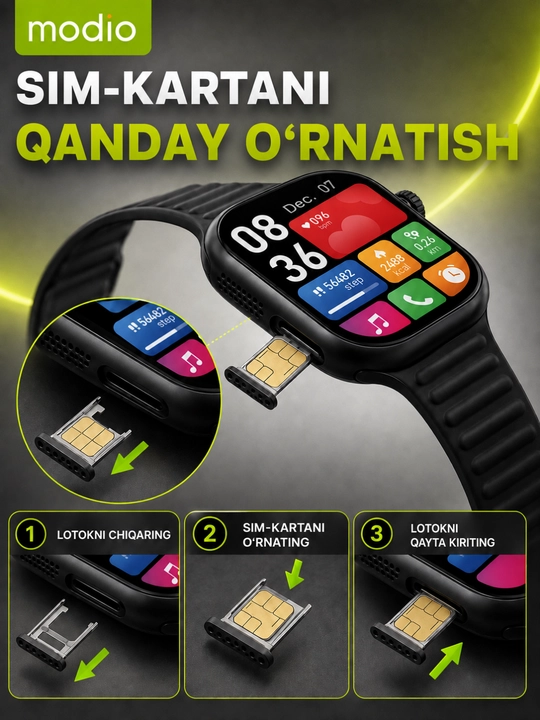 Смарт-часы Modio ST15 с SIM-картой, видеозвонками, GPS, Wi-Fi, умные часы с сим картой