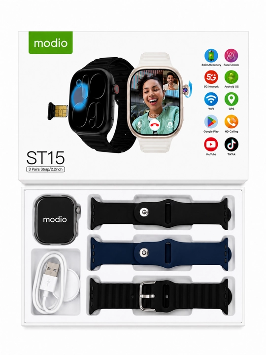 Смарт-часы Modio ST15 с SIM-картой, видеозвонками, GPS, Wi-Fi, умные часы с сим картой