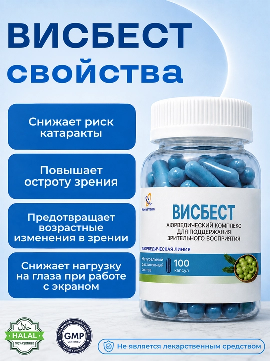 VisBest 100 kapsula ko‘zlar uchun, ko‘rish salomatligi uchun, vitamin ko‘zl uchun