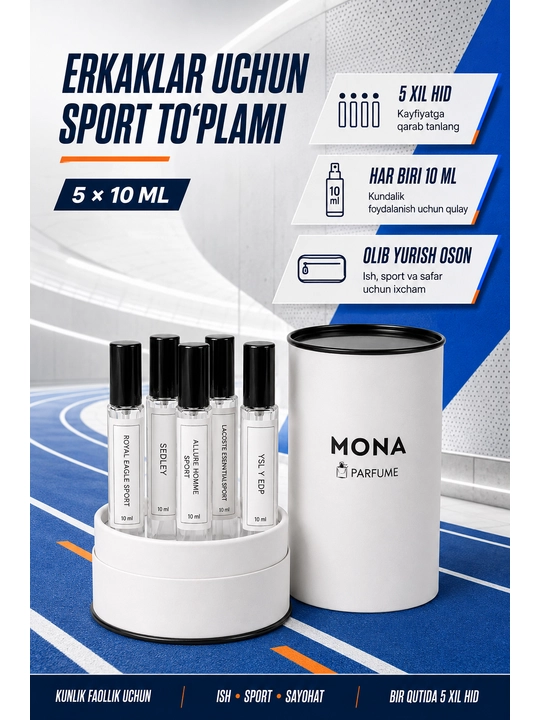 Atirlar to'plami - parfyum to'plam 5 tasi 1 da, 5 x 10 ml, erkaklar va ayollar uchun - 