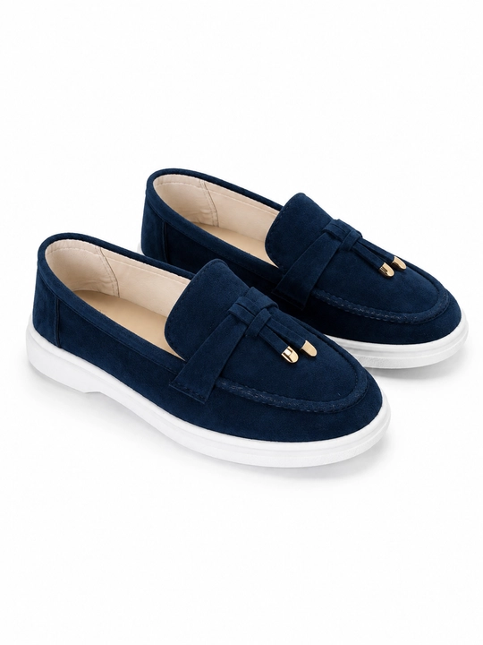 Ayollar uchun nafis platformali zamsh loafer, Loro Piana uslubidagi model