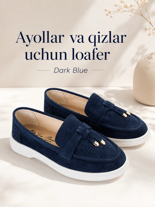Ayollar uchun nafis platformali zamsh loafer, Loro Piana uslubidagi model