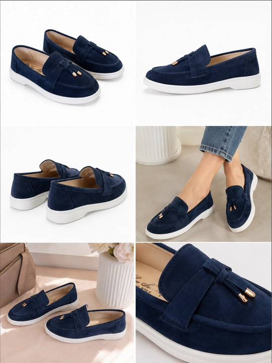 Ayollar uchun nafis platformali zamsh loafer, Loro Piana uslubidagi model