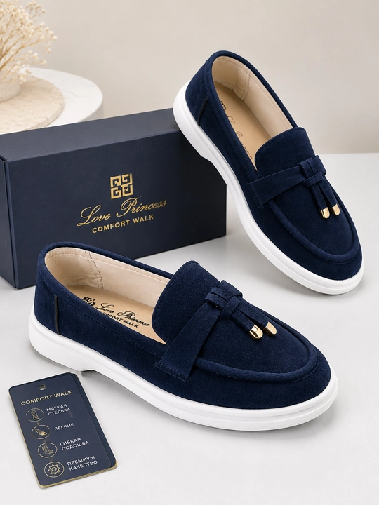 Ayollar uchun nafis platformali zamsh loafer, Loro Piana uslubidagi model