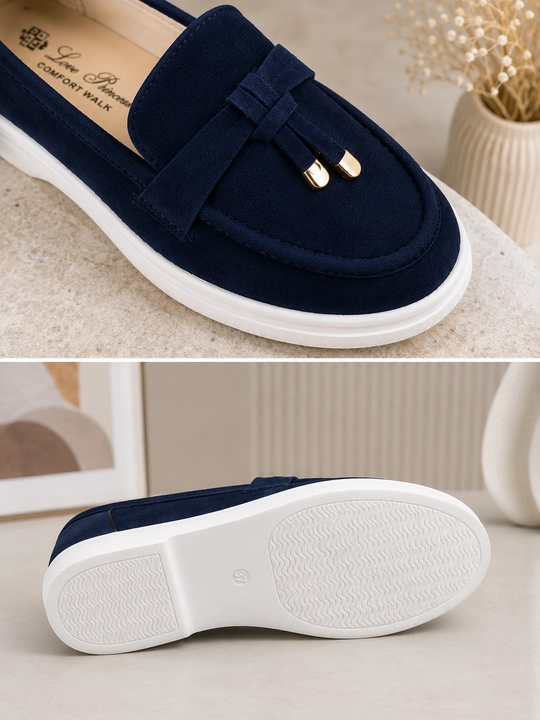 Ayollar uchun nafis platformali zamsh loafer, Loro Piana uslubidagi model