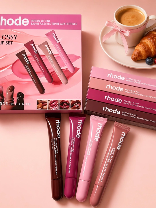Набор блесков для губ Rhode Peptide Lip Tint, глянцевые, с пептидами, увлажняющие, 4 оттенка