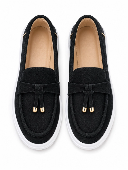 Ayollar uchun nafis platformali zamsh loafer, Loro Piana uslubidagi model