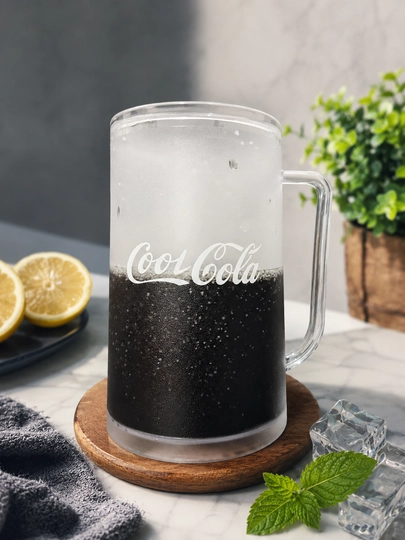 Fante va Coca Cola dizaynli shisha krujka, ichimliklar uchun qulay stakan - 