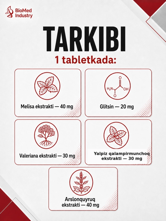 Anevil — Tabiiy tinchlantiruvchi vosita. Stress va uyqusizlik uchun, 30 tabletka