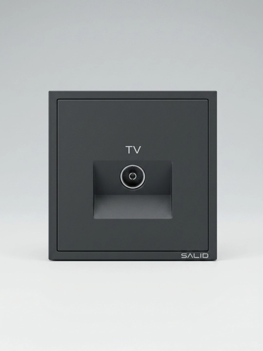 Zamonaviy TV kabel rozetkasi, to'q kulrang (antratsit) ichki TV antennasi uchun rozetka - 