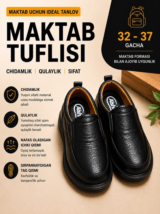 Bolalar uchun qora lofer – yumshoq, qulay, maktab va kundalik kiyish uchun - 