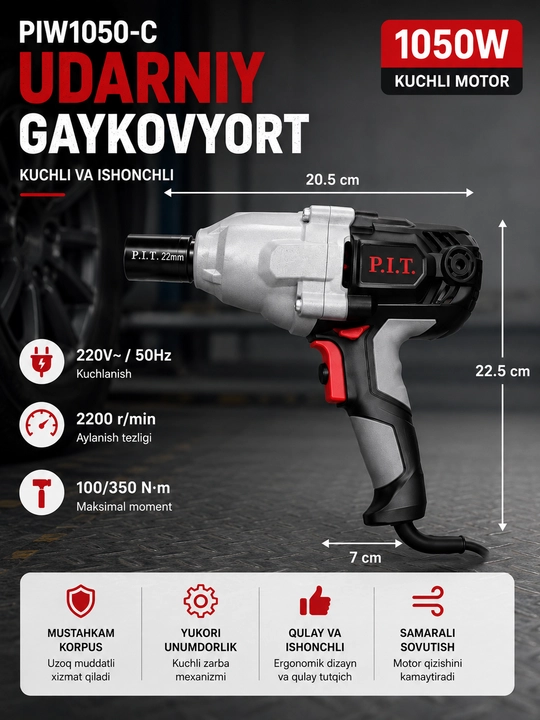 P.I.T. PIW1050-C elektr zarbali gaykover 1050 W