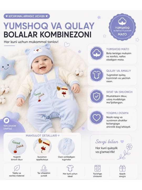 Qizaloqlar uchun kombinezon 0-12 oy - 