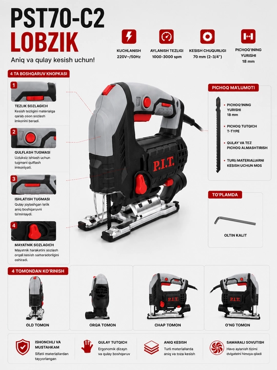 P.I.T. PST70-C2 elektr lobzigi 700 W