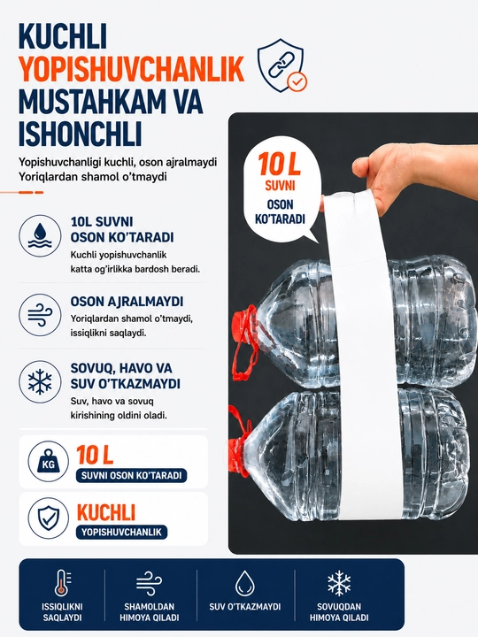 Deraza va eshiklar uchun o‘z-o‘zidan yopishadigan lenta, shamol va sovuqdan himoya