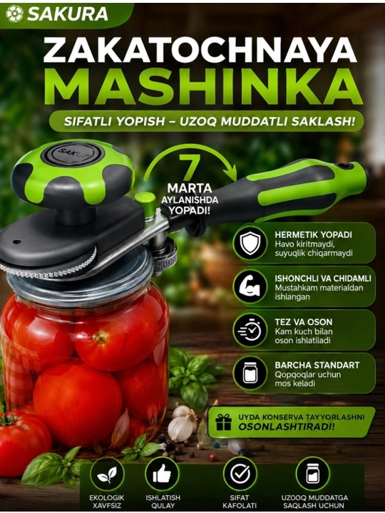 Avtomatik banka yopish moslamasi “Ulitka” — uy sharoitida qulay foydalanish