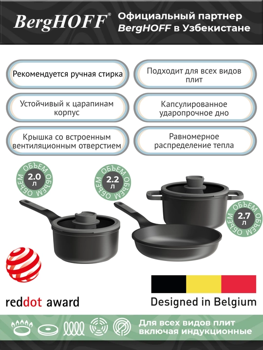 BergHOFF - Набор посуды с антипригарным покрытием, 5 предметов