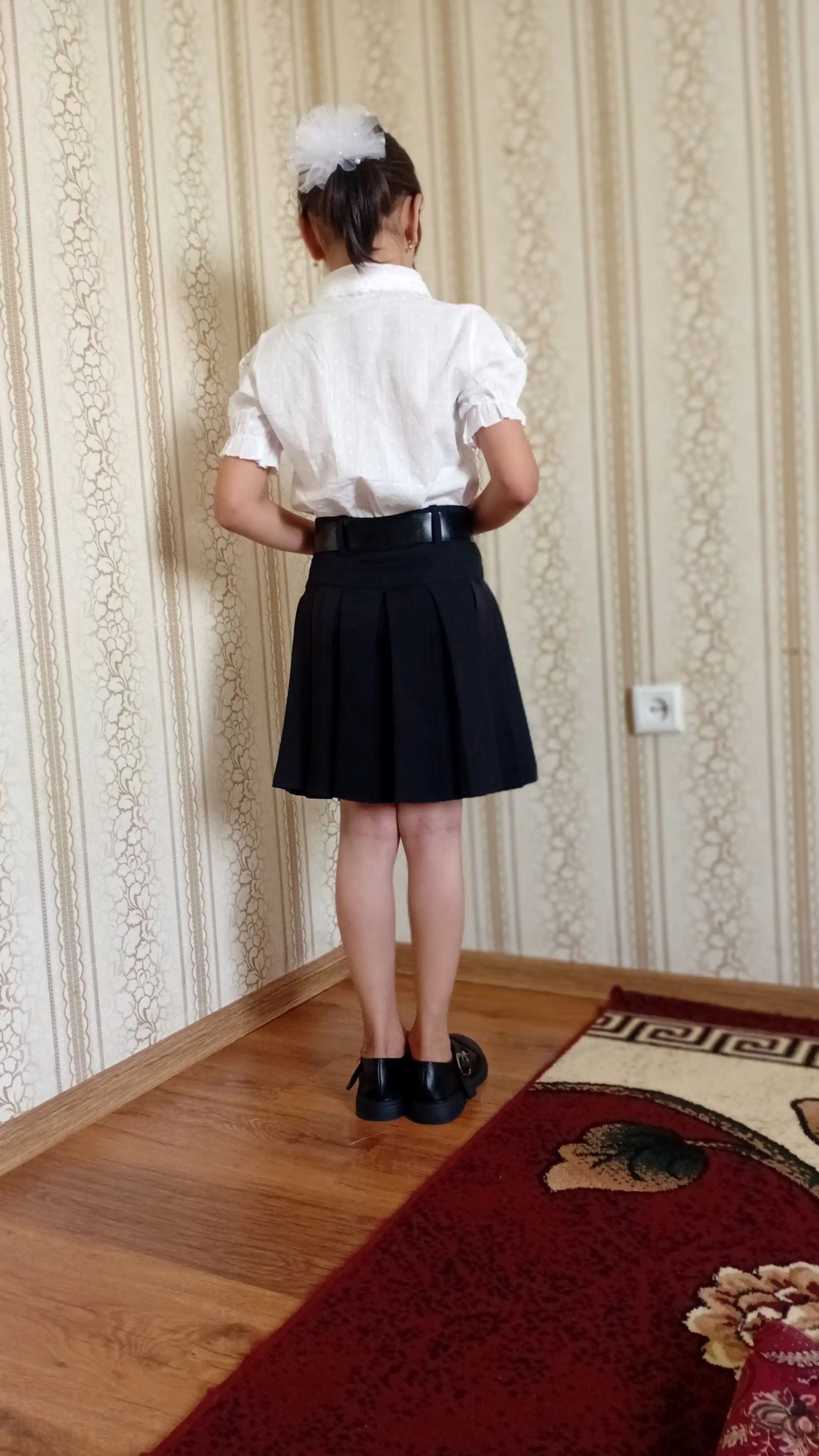 Школьная юбка, юбка для девочки, черная юбка, юбка плиссе, юбка с ремнем, 7-12 лет