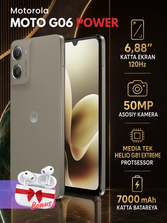 Смартфон Motorola Moto G06 Power,мощный аккумулятор 7000мА·ч,2 шт-SIM,50Мп,гарантия 1 год - 