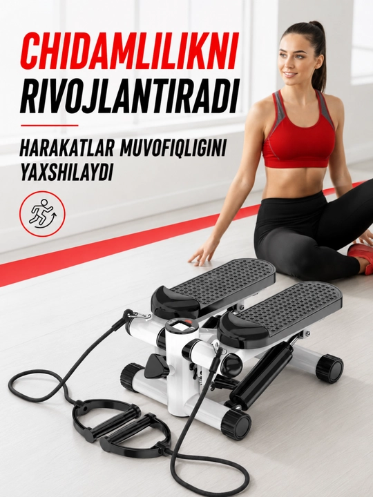 Stepper espanderli va displeyli, 100 kg gacha, 29 × 38 × 19 sm