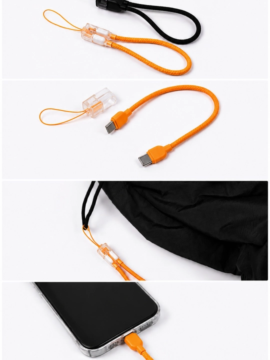 Kabel Type-C — Type-C, 60W, tezkor zaryadlash va ma’lumot uzatish, telefon uchun brelok