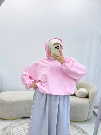 Ayollar uchun oversize xudi, kapyushonli kofta, erkin bichim